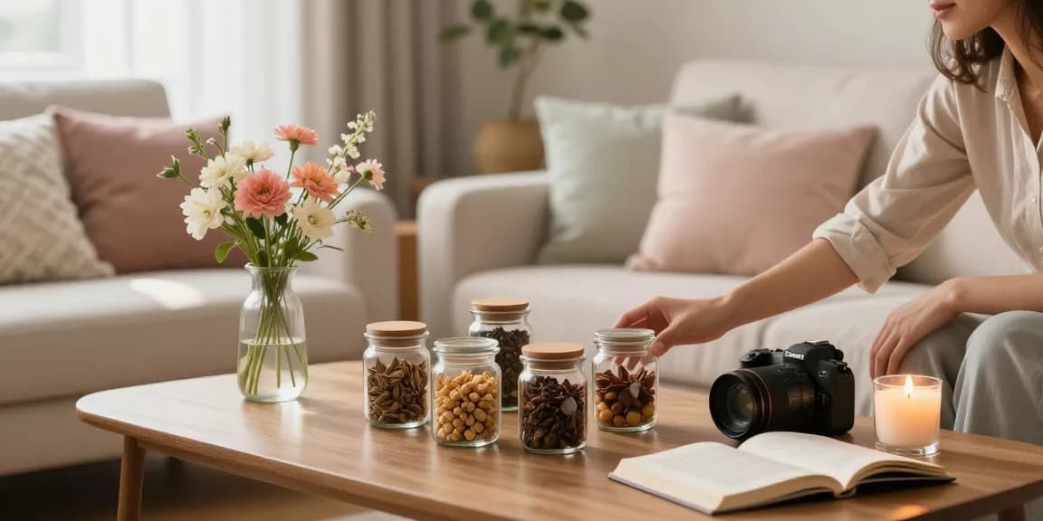 Best potpourri for home arranged beautifully in a cozy living room setting.
