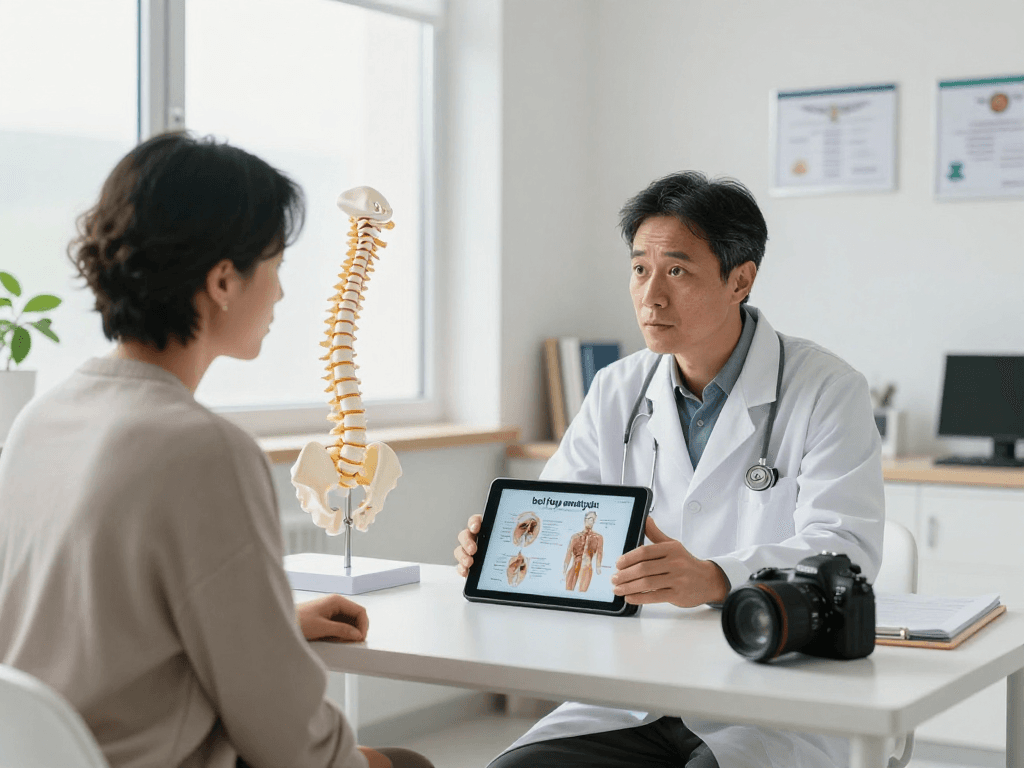 Discussion about bel fıtığı ameliyatı in a modern clinic emphasizing patient care and treatment.
