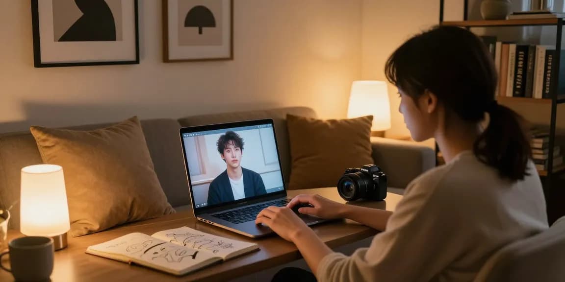 Engaging chat with NSFW AI persona in a cozy virtual room setting, intimate and inviting atmosphere.