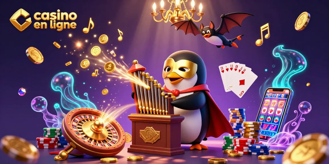Jouez au casino en ligne avec notre manchot en opera sur un orgue à pièces dorées.