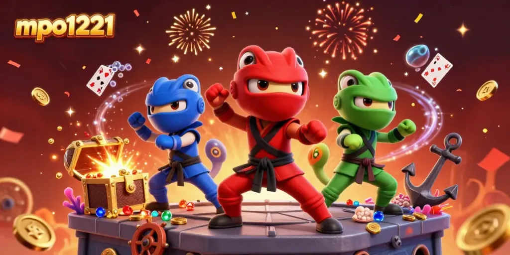 Experience the thrilling dynamics of mpo1221 as ninja chameleons engage with vibrant casino elements.