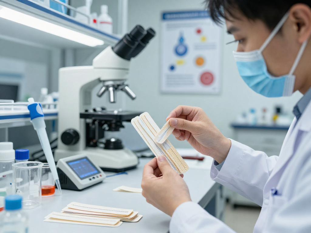 Multi-layer buccal strips showcasing TB 500 benefits in a modern laboratory setting.