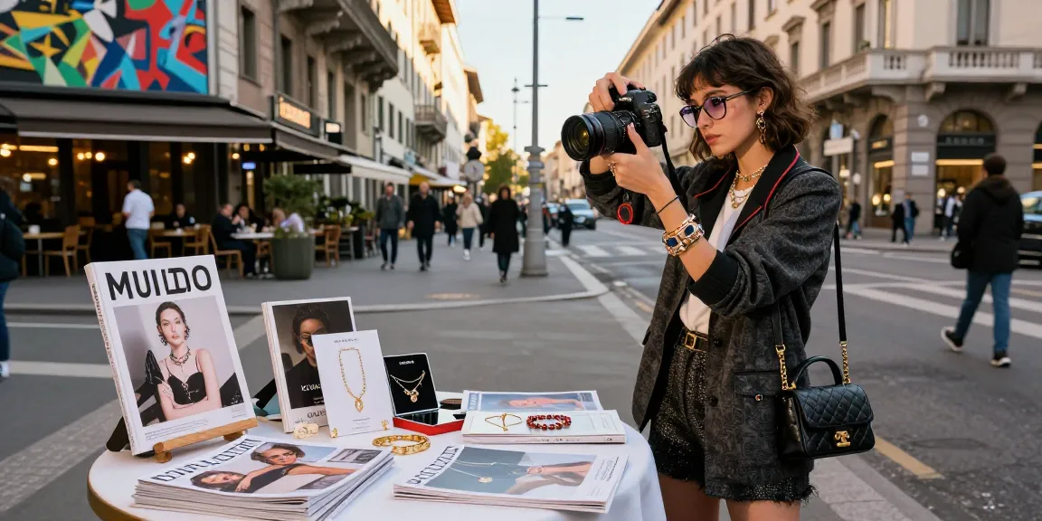 Fotografo Milano durante servizio fotografico di moda in una vibrante scena urbana.