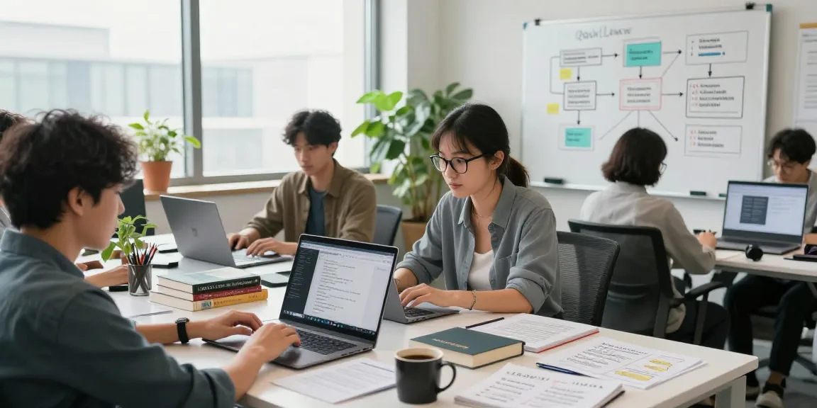 Diverse team of developers collaboratively creating custom OpenClaw skills in a modern office workspace