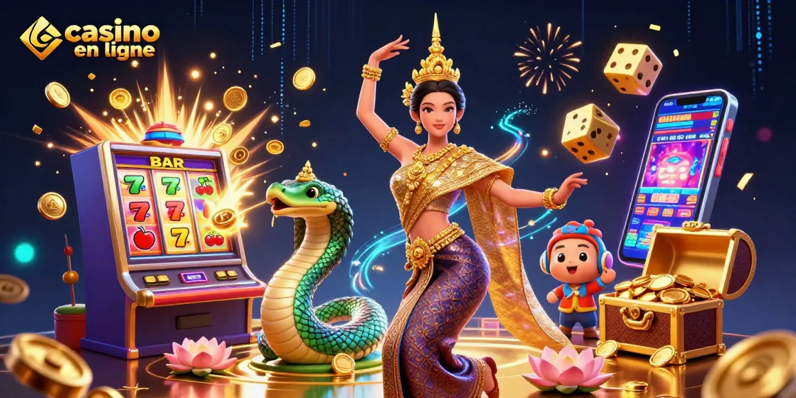 Vivez des gains palpitants au casino en ligne avec une illustration 3D vibrante de l'excitation du jeu.
