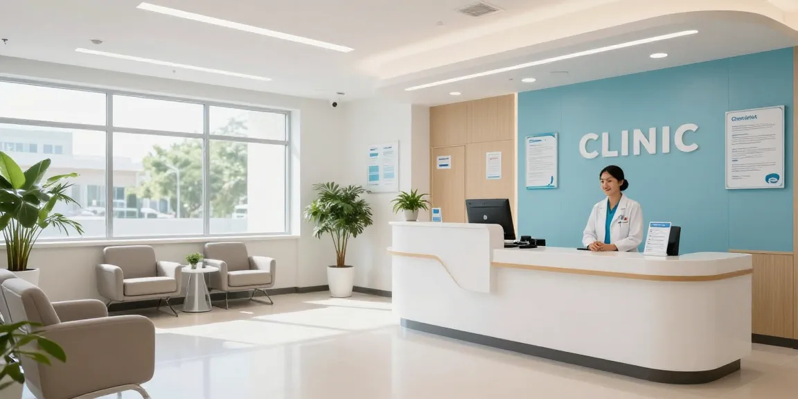 "Private health insurance options in a modern health clinic, providing medical services and patient care."