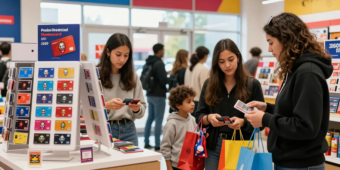 Customers exploring Joker card ca options in Canadian retail store, showcasing variety and vibrant atmosphere.