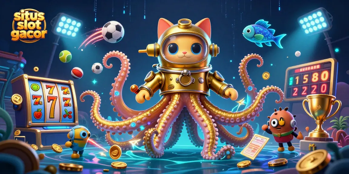 Experience the thrill of situs slot gacor with a colossal kraken, diving cat, and exciting game elements.