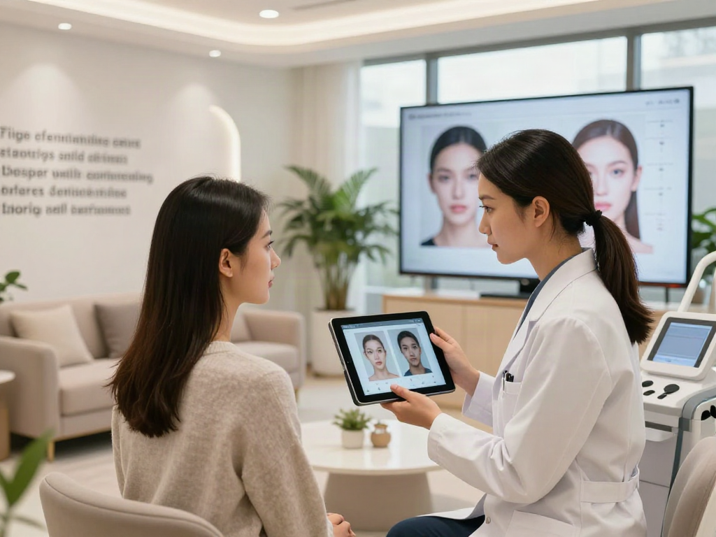 Consultation in modern clinic illustrating how ClinicEvo is a better alternative to QOVES through advanced technology.