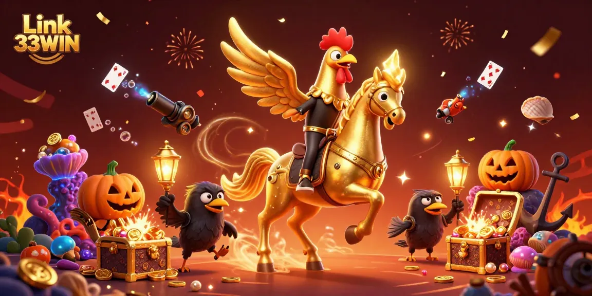 Experience the thrill of winning with Link 33WIN in this vibrant casino scene filled with adventure.