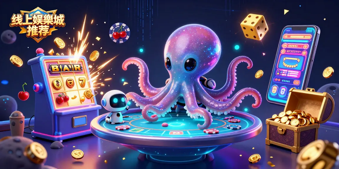 線上娛樂城推薦,外星章魚量子科技賭場中運作撲克桌,刺激的圍繞元素與遊戲特效