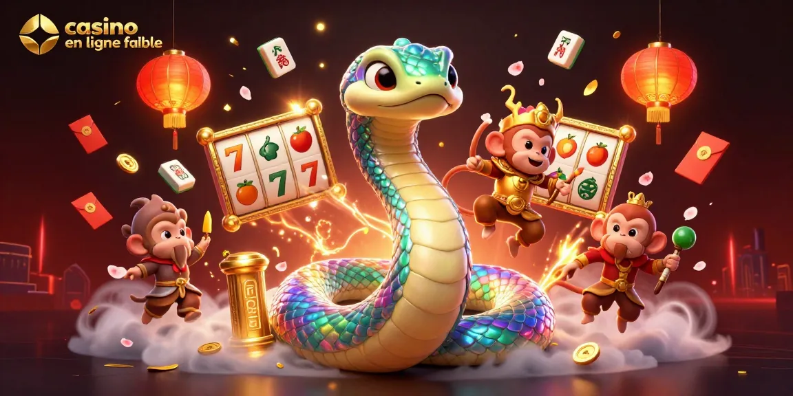 Vivez l'expérience du casino en ligne fiable avec ce serpent arc-en-ciel et des éléments de jeu captivants.