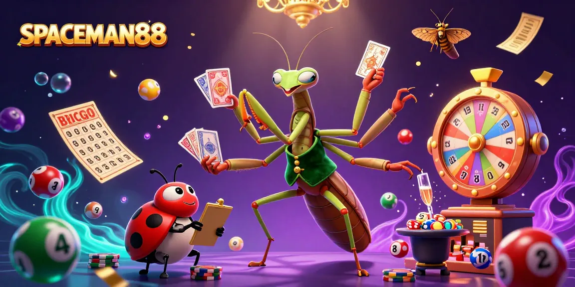 SPACEMAN88 showcases a vibrant casino scene with dynamic characters, colorful lottery elements, and captivating details.