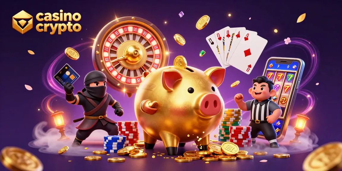 Réveillez votre passion pour le casino crypto avec cette illustration dynamique d'un piggy bank sumo, pièce d'or et ambiance immersive.