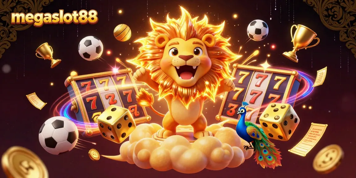 Engage in exhilarating gameplay with megaslot88, where golden reels and vibrant casino elements collide.
