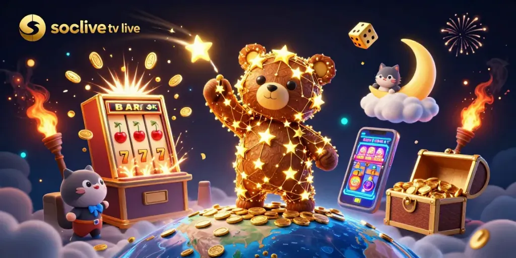 Scoop up coins with Socolive TV Live in an exciting, immersive 3D gambling illustration.