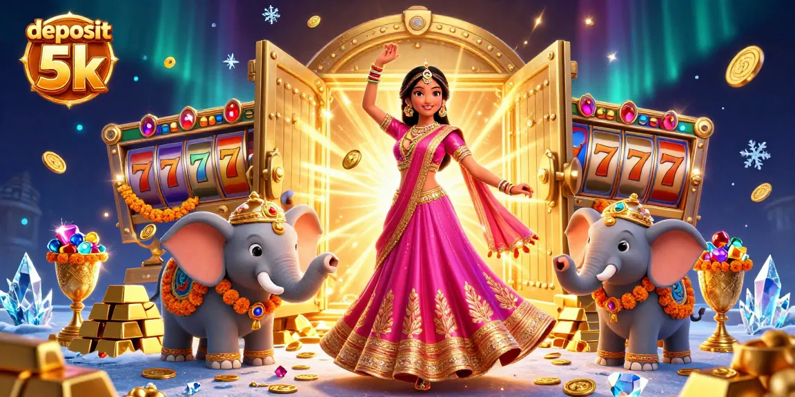 Engage in thrilling gameplay with deposit 5k options and vibrant slot elements in a colorful casino scene.