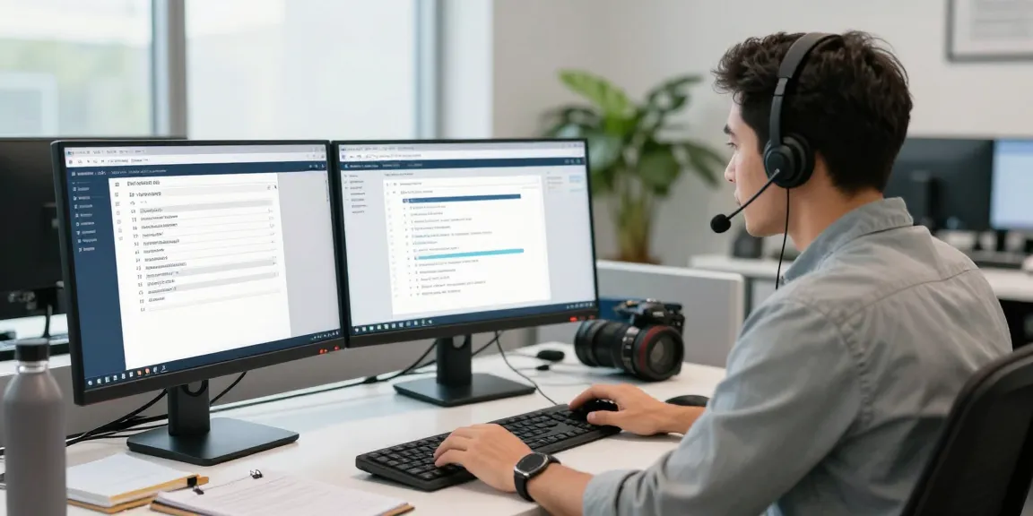 Tech support technician providing Telus-Technical-Support in modern office environment