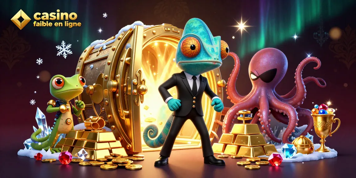 Exploration du casino fiable en ligne avec un agent secret caméléon, un gecko technologique et une pieuvre malveillante.