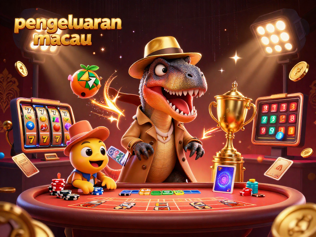 Analyze pengeluaran macau results with animated casino characters at a vibrant blackjack table.