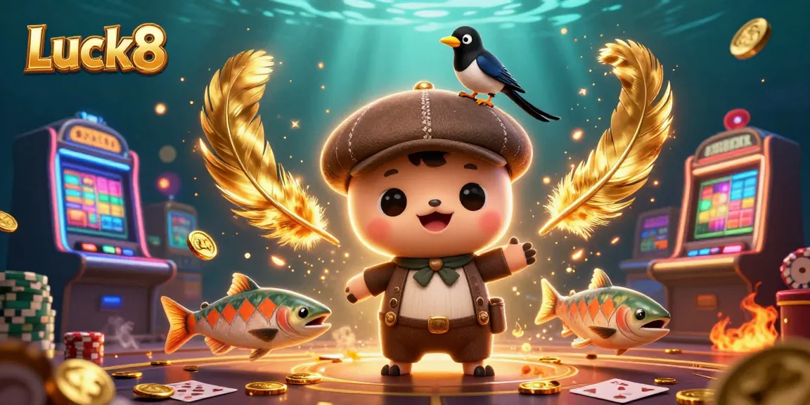 Experience exciting gameplay at Luck8 with vibrant 3D casino elements and characters.