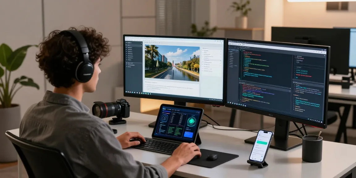 AI image detector interface analysis in modern tech workspace