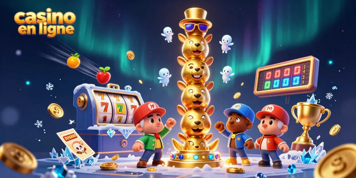 Profitez des jeux de casino en ligne avec un totem doré et des rouleaux de machine à sous animés.