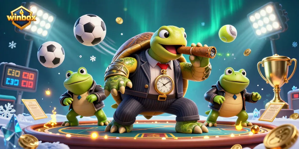 Engage in thrilling gameplay with winbox featuring a mobster turtle and bullfrog enforcers in an exciting casino scene.