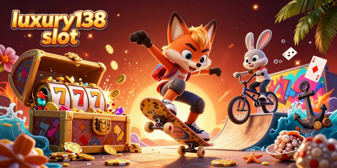 Experience the thrill of luxury138 slot as a playful fox does tricks over golden chips, enhancing online gaming fun.