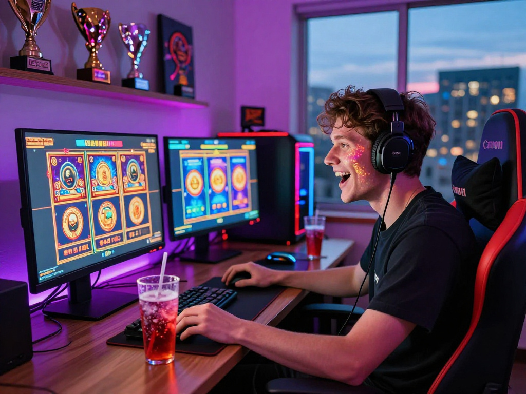 Engaging scene showcasing info slot excitement in an online gaming space with vibrant graphics.