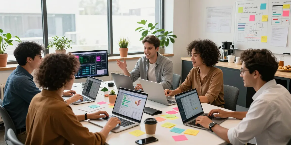 Team developing innovative strategies with rokok88 in a vibrant workspace