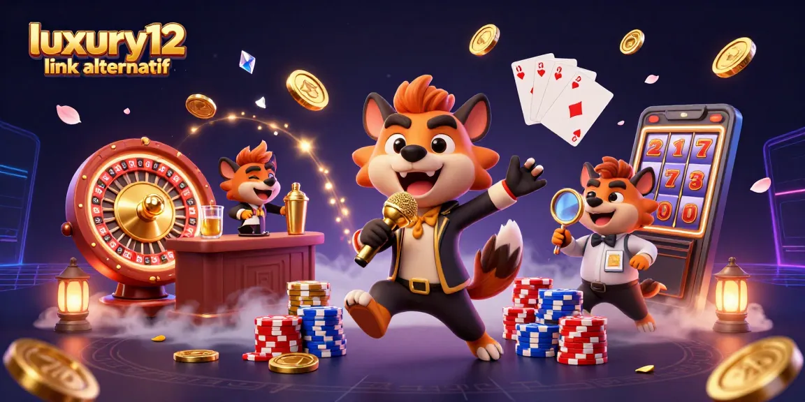 Engage with luxury12 link alternatif at an exciting comedy casino scene featuring hyenas and casino elements.