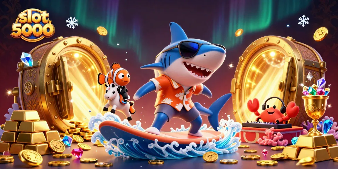 Experience the excitement of slot 5000 with a vibrant underwater casino scene full of treasures.