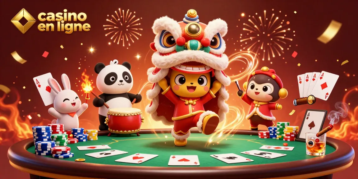 Experience casino en ligne excitement with a vibrant scene of festive characters and poker elements.