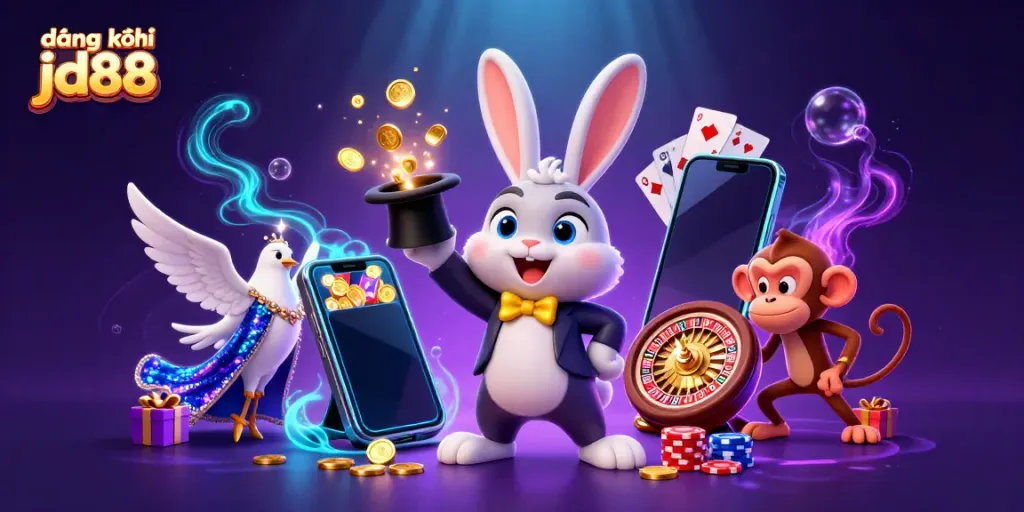 Engage in đăng ký jd88 to win golden coins and poker chips in this vibrant casino scene.