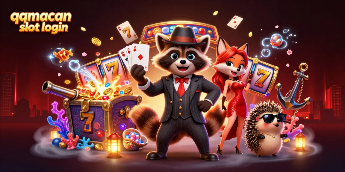Experience the excitement of qqmacan slot login with vibrant characters, jackpot reels, and gold coins!