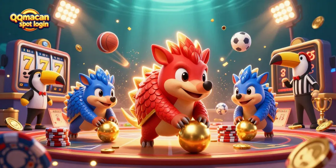 Engage with qqmacan slot login gameplay, featuring vibrant pangolins and dynamic slot elements.
