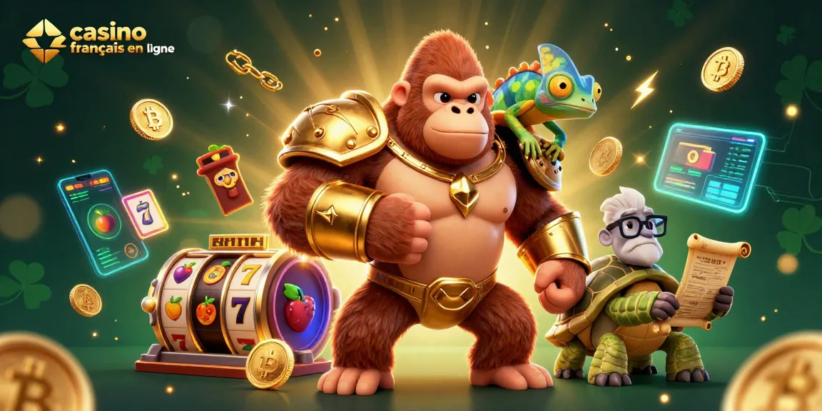 Découvrez l'univers du casino français en ligne avec des personnages animés captivants et des éléments de jeu scintillants.