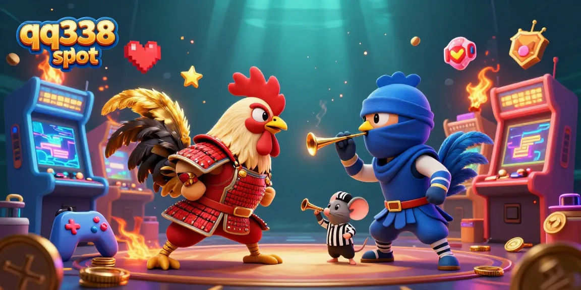 Experience thrilling battles as QQ338 slot characters clash in a vivid gaming arena.