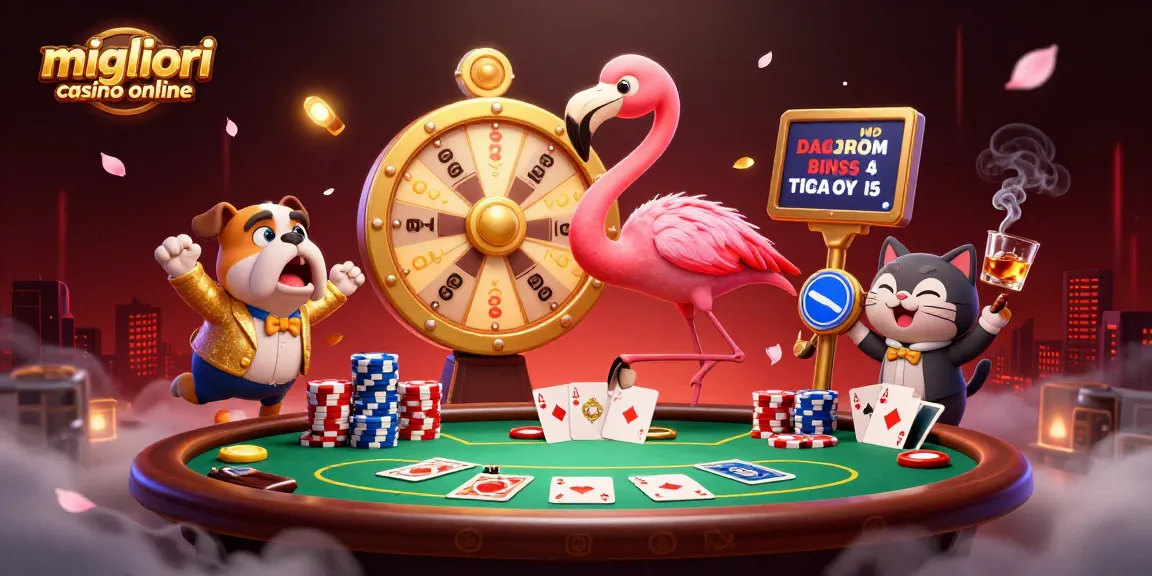 Vivi un'azione emozionante nei migliori casino online, con personaggi colorati che fanno girare una ruota dei premi e elementi dinamici di poker.