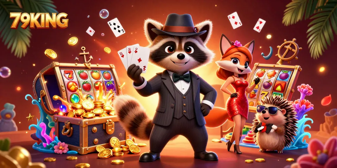 Engage with thrilling gameplay and rich visuals at 79KING casino, showcasing royal flush hands and vibrant slot elements.