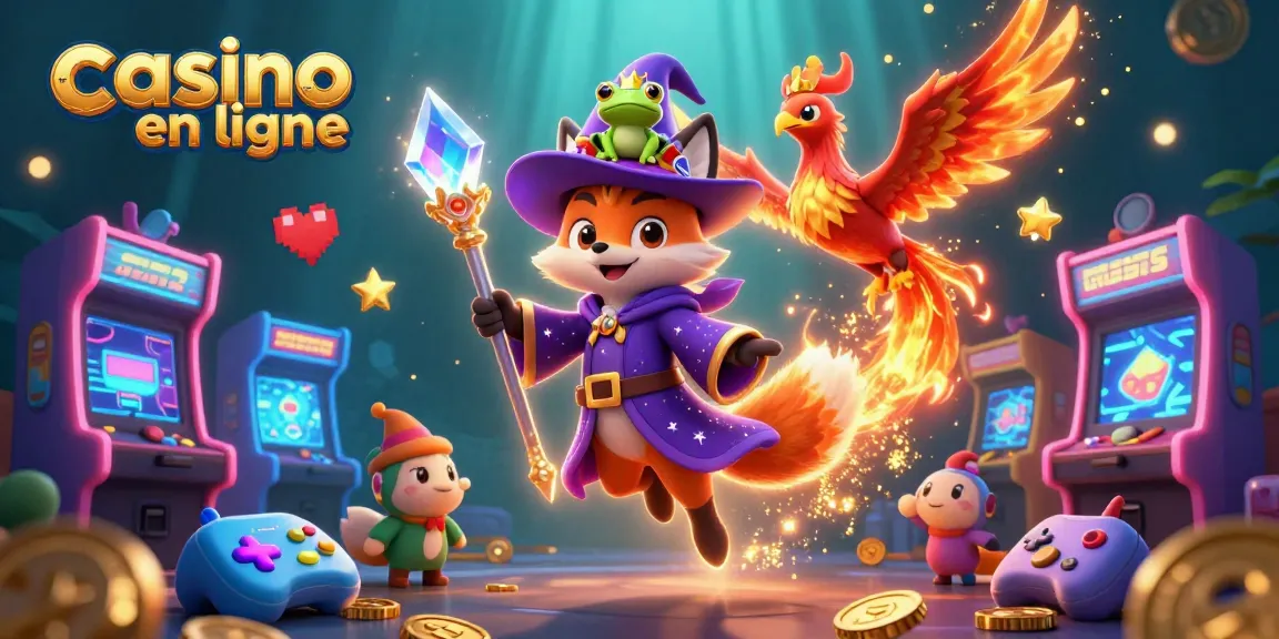 Casino en ligne : illustration captivante d'un magicien et d'un phénix dans un univers ludique.