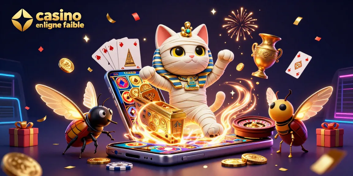 Découvrez un casino en ligne fiable avec un chat égyptien et un scarabée au milieu d'une scène de jeu dynamique.